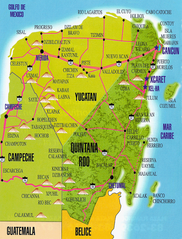 Maps to CAME, Bus Terminals, City of Merida, State of Yucatan